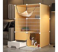 HYJYGM Playpen Indoor Crate Cage with Cat Litter Box Detachable Metal Wire Kennels - Large Exercise Pl,75x49x109cm