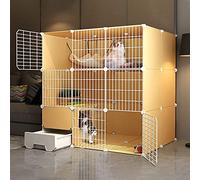 HYJYGM Playpen Indoor Crate Cage with Cat Litter Box Detachable Metal Wire Kennels - Large Exercise Pl,111x95x109cm