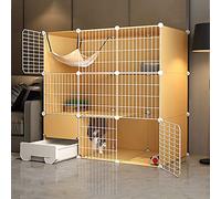 HYJYGM Playpen Indoor Crate Cage with Cat Litter Box Detachable Metal Wire Kennels - Large Exercise Pl,111x49x109cm