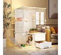 HYJYGM Playpen,Semi-Enclosed Small Animal Cage Crate Cat Fence with Ladder/Litter Box/Cat Nest/Cat Bowl,Large Exercise Place Ideal For 1-2 Cats,72x47x107cm