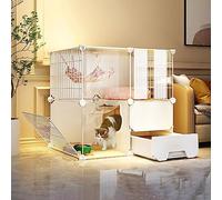 HYJYGM Playpen,Semi-Enclosed Small Animal Cage Crate Cat Fence with Ladder/Litter Box/Cat Nest/Cat Bowl,Large Exercise Place Ideal For 1-2 Cats,72x47x72cm