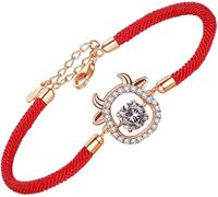 HYJYGM RedBraided Rope Adjustable Strin Chains Rhinestone Ox Charm Good Luck Wristband Braided Lucky Bangle Red String Rope Cord Jewelry Chinese Ox Sign Year of Ox Valentine