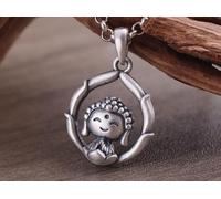 HYJYGM s990 Men Women Lotus Buddha Pendant Lotus Necklace Pendant Jewelry Gift Without Chains