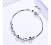 HYJYGM Silver, For Women,AdjustableSterling Silver Bangle, Women 925 Sterling Silver Exquisite Crystal Infinite Sterling Silver Jewellery Gifts for Sisters Friend