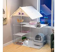 HYJYGM Small Cages,Collapsible Pet Cage,Kitten For Indoor Cats,3 Tier Cage,Cat Cage with Litter Box,Portable Cat Cage,White