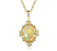HYJYGM Solid Gemstones Necklace for Women 100% Natural Opal Rose Quartz Charm Choker Pendant Jewelry Gift