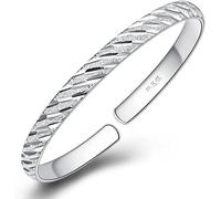 HYJYGM Sterling Silver,AdjustableSterling Silver Bangle, Sterling Silver For Women,Women 925 Sterling Silver Hand Carve Matte Twill Cuff Bangle Classic Ladies SIL