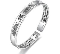 HYJYGM Sterling Silver,AdjustableSterling Silver Bangle, Sterling Silver For Women,Women 925 Sterling Silver Vintage Hand Carve Cuff Bangle Chinese Ladies S