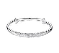 HYJYGM Sterling Silver Bangle,Retro, Necklaces Retro Peony Silk Hollow Plate Flower Flexible Rich Petal Jewelry