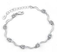 HYJYGM Sterling Silver, ，Crystal Bangle s for Sterling Silver For Women,Women 925 Sterling Silver with Mosaic Crystal Exquisite Ladies Sterling Si