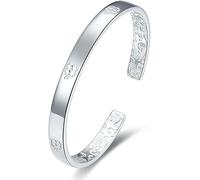 HYJYGM Sterling Silver, ，Crystal Bangle s forAdjustableSterling Silver Bangle,Ladies 925 Sterling Silver Adjustable Open Cuff Bangle Friendship Sterling