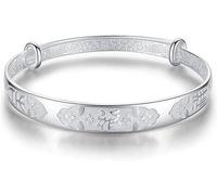 HYJYGM Sterling Silver, ，Crystal Bangle s forAdjustableSterling Silver Bangle,Women 925 Sterling Silver with Mosaic Crystal Exquisite Ladies Ste