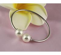 HYJYGM Sterling Silver, ，Crystal Bangle s forAdjustableSterling Silver Bangle,Women 925 Sterling Silver Pearl Open Cuff Bangle Ladies Silver Fashion Ster