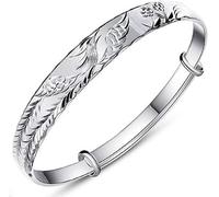 HYJYGM Sterling Silver, ，Crystal Bangle s forAdjustableSterling Silver Bangle,Women 925 Sterling Silver Vintage Phoenix Adjustable Cuff Bangle Ladies Jewellery Bi