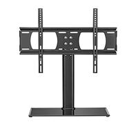 HYJYGM Table Top TV Stand, Height Adjustable TV Mount Stand, Tempered Glass Base with Explosion-Proof Gasket, Tabletop TV Base with Safety Hook, Fits 37-75 Inch TVst