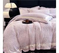HYJYGM Thickened Carved Milk Velvet 4-Piece Bedding Set - Double-Sided Coral Fleece Flannel Duvet Cover Sheet(Purple,King)