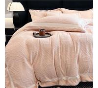 HYJYGM Thickened Carved Milk Velvet 4-Piece Bedding Set - Double-Sided Coral Fleece Flannel Duvet Cover Sheet(Light Yellow,King)