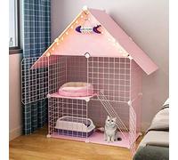 HYJYGM Tier Cages Indoor,Wire Cage,Portable Cat Cage,Collapsible Cage,Homey Pet Cage For 1 Cats,Pink