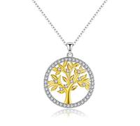 HYJYGM Tree of Life Necklace Lucky Tree Zircon Round Necklace