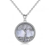 HYJYGM Tree of Life Necklace Mother of Pearl Pendant Two Style Blue Necklace for Women Girl Gift