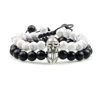 HYJYGX Cuentas de Lava Onyx Tiger Eye Stone Crown Helmet Charm s para Hombres Mujeres Amigas Muñeca Muñeca