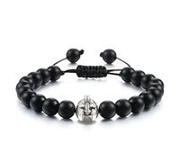 HYJYGX Cuentas de Lava Onyx Tiger Eye Stone Crown Helmet Charm s para Hombres Mujeres Amigas Muñeca Muñeca