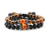 HYJYGX Cuentas de Lava Onyx Tiger Eye Stone Crown Helmet Charm s para Hombres Mujeres Amigas Muñeca Muñeca