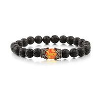 HYJYGX Cuentas de Lava Onyx Tiger Eye Stone Crown Helmet Charm s para Hombres Mujeres Amigas Muñeca Muñeca