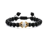 HYJYGX Cuentas de Lava Onyx Tiger Eye Stone Crown Helmet Charm s para Hombres Mujeres Amigas Muñeca Muñeca