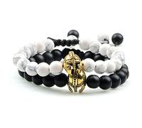 HYJYGX Cuentas de Lava Onyx Tiger Eye Stone Crown Helmet Charm s para Hombres Mujeres Amigas Muñeca Muñeca