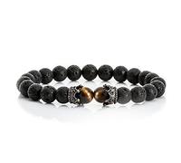 HYJYGX Cuentas de Lava Onyx Tiger Eye Stone Crown Helmet Charm s para Hombres Mujeres Amigas Muñeca Muñeca