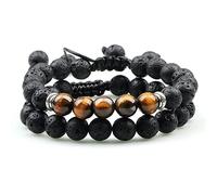 HYJYGX Cuentas de Lava Onyx Tiger Eye Stone Crown Helmet Charm s para Hombres Mujeres Amigas Muñeca Muñeca