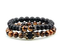 HYJYGX Cuentas de Lava Onyx Tiger Eye Stone Crown Helmet Charm s para Hombres Mujeres Amigas Muñeca Muñeca