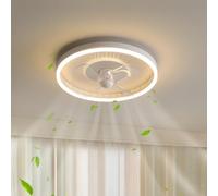 HYKISS LED Dimable 40W Plafón con Ventilador Moderno Invisible Ventiladores para El Techo con Lámpara Comedor Dormitorio Living Velocidad del Viento Ajustable Fan Iluminación Ø50CM,Marrón