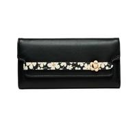 HYKJCSS Cartera Billetera Cartera De Mujer Cartera De Cuero Flor Mujer Durable Largo Simple Monedero Carteras para Hombre(Black)