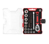 HYKJCSS Herramientas Coche Juego De Llaves Trinquete 35 Piezas, Enchufes Y Estuche Almacenamiento Compacto, Herramientas Universal para Bicicleta Juego