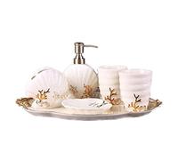 HYKJCSS Set Dispensador Jabón Dispensador De Jabón Cerámica, Juego Baño, Botella Loción, Soporte para Cepillo Dientes, Jabonera Baño(E)