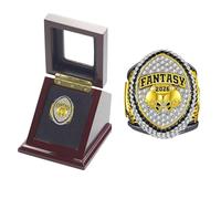 HYKJSHED Anillo de Fantasy Football 2026, anillo de campeonato, trofeo de campeonato, caja de regalo, expositor de anillos(Black,14)