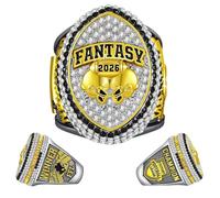 HYKJSHED Anillo de Fantasy Football 2026, anillo de campeonato, trofeo de campeonato, caja de regalo, expositor de anillos(Blanc,8)