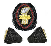 HYKJSHED Fantasy Football Ring 2026, Anillo de campeonato rojo azul, Trofeo de campeonato, Caja de regalo, Caja de presentación de anillos(Red,13)