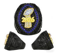 HYKJSHED Fantasy Football Ring 2026, Anillo de campeonato rojo azul, Trofeo de campeonato, Caja de regalo, Caja de presentación de anillos(Blue,13)