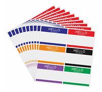 Hylabelest 60 calcomanías de Hello My Name is, etiquetas de nombre coloridas para reuniones de 3-1/2 x 2-3/8 pulgadas, 6 colores por hoja (10 hojas)