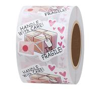 Hylabelest Handle with Care - Calcomanías frágiles de 1.81 x 1.65 pulgadas, bonitas etiquetas de advertencia de dirección de envío, total 500 por rollo