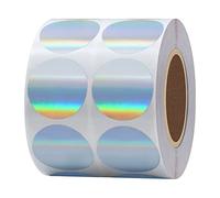 Hylabelest - Pegatinas holográficas plateadas de puntos redondos de 1 pulgada, etiquetas de puntos de codificación de colores, total 1.000 por rollo