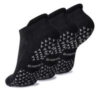 Hylaea Calcetines antideslizantes unisex para yoga, pilates, barre, hogar, hospital, con cojín de agarre, color negro, gris, talla S M