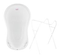 Hylat Baby Bañera Bebe con Soporte y Tapón Hug Me Blanca - Certificada TÜV Rheinland - para Recién Nacidos y Bebés de Hasta 12 Meses, de Plástico Sin BPA - Colección Lite Bañera para Bebe con Patas