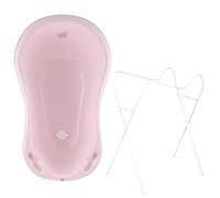 Hylat Baby Bañera Bebe con Soporte y Tapón Hug Me Rosa - Certificada TÜV Rheinland - para Recién Nacidos y Bebés de Hasta 12 Meses, de Plástico Sin BPA - Colección Lite Bañera para Bebe con Patas