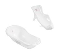 Hylat Baby Bañera con Asiento de Baño Bebe con Tapón - Hug Me Blanca - Certificado TÜV Rheinland - para Recién Nacidos y Bebés de Hasta 12 Meses - Colección Lite - Silla Hamaca Bañera para Bebe