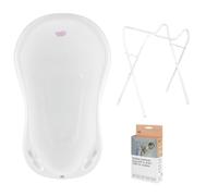Hylat Baby Bañera para bebés con soporte y desagüe - Certificado TÜV Rheinland - ergonómica y cómoda para recién nacidos y bebés - Colección Lite - Color: Blanco, Diseño: Hug Me