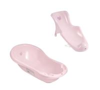 Hylat Baby Bañera para bebés con tapón y asiento de baño - Certificado TÜV Rheinland - antideslizante y cómoda para los primeros meses de vida - Colección Lite - Color: Rosa, Diseño: Hug Me